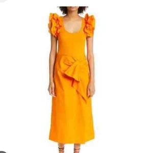 NEW Ulla Johnson Isabella Mixed Media Marigold Cotton Midi Dress size S